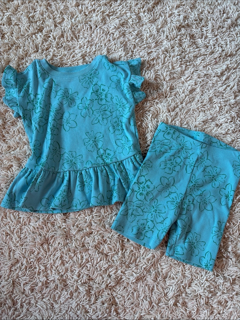 Cat & Jack Aqua Floral top and bottom bundle